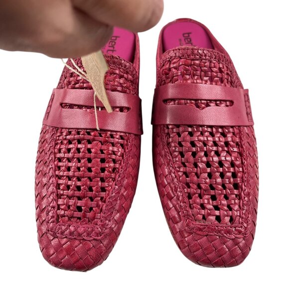 Bertuchi Genuine Leather Slip-On Mules Flats Loafers Woven Dark Pink Size 38 - Picture 4 of 16
